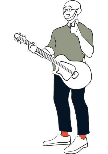 Illustration of Personal injury and workers comp attorney Rich Byers playing the guitar