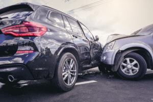 Car crash showing a accident that caused a personal injury