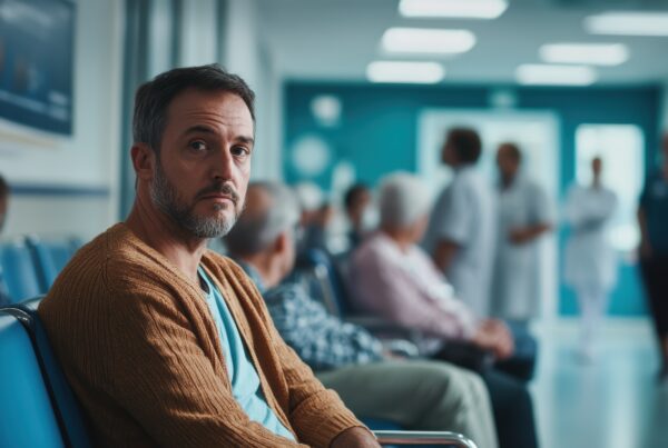 a man in a hospital waiting room on a blog about Washington workers compensation